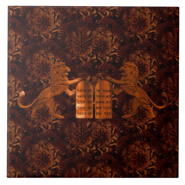 Carreau Dix commandements et lions (Devant)