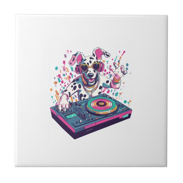 Carreau DJ Dalmatien � Soirée EDM Rave Chien (Devant)