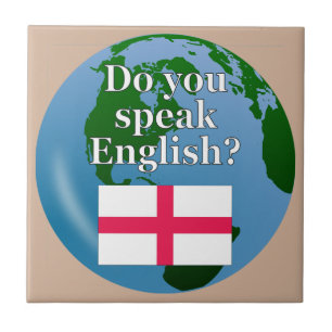Carreau "Do you speak English ?" en anglais. Flag & globe