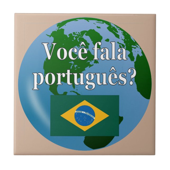 Carreau Do you speak portuguese ? Flag globe (Devant)