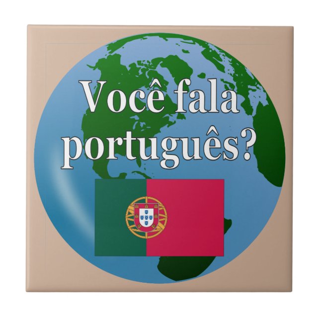Carreau Do you speak portuguese ? Flag globe (Devant)