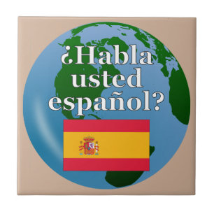 Carreau Do you speak Spanish ? Flag & globe