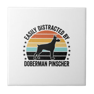 Carreau Doberman Pinscher Graphique Vintage Coucher de Sol