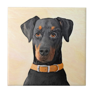 Carreau Doberman Pinscher Peinture non découpée Art origin