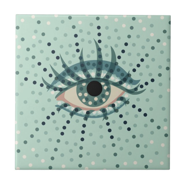 Carreau D'oeil bleu étrange avec l'art psychédélique (Devant)