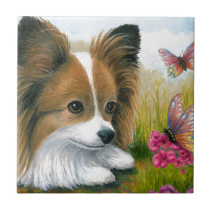 Carreau Dog 123 Papillon dog with Butterflies