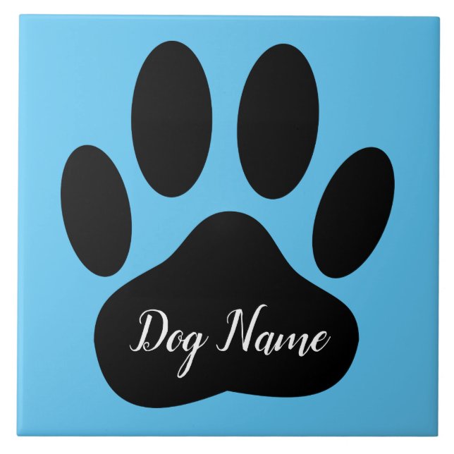 Carreau Dog Paw Print With Editable Name (Devant)