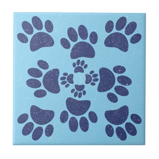 Carreau Dog Paws Prints Portuguese Style Vintage  (Devant)