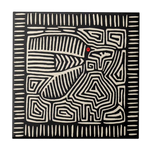 Carreau d'oiseau indien Kuna noir (Devant)