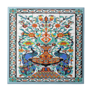 Carreau d'oiseaux de paon,