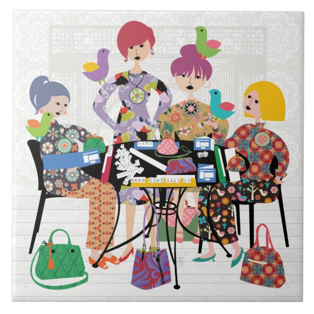 Carreau d'oiseaux Mah Jongg (Devant)