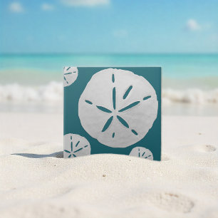 Carreau Dollar de sable tropical sarcelle et blanc
