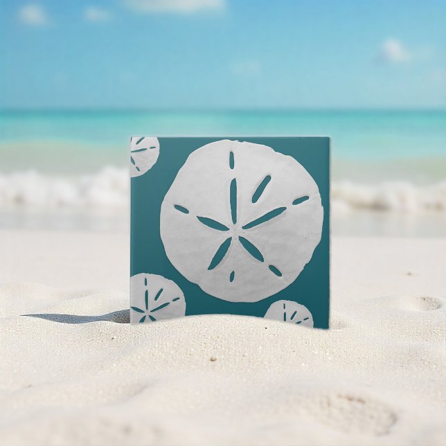 Carreau Dollar de sable tropical sarcelle et blanc (Créateur téléchargé)