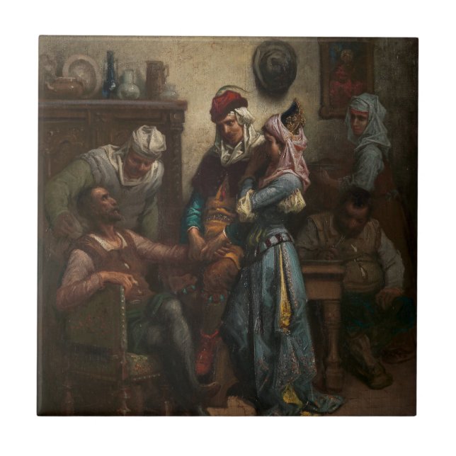 Carreau Don Quichotte et Sancho Panza divertis par Basil (Devant)