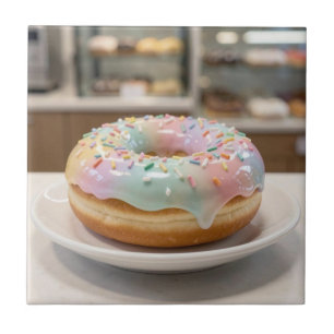 Carreau Donut au glaçage en verre pastel fantaisiste