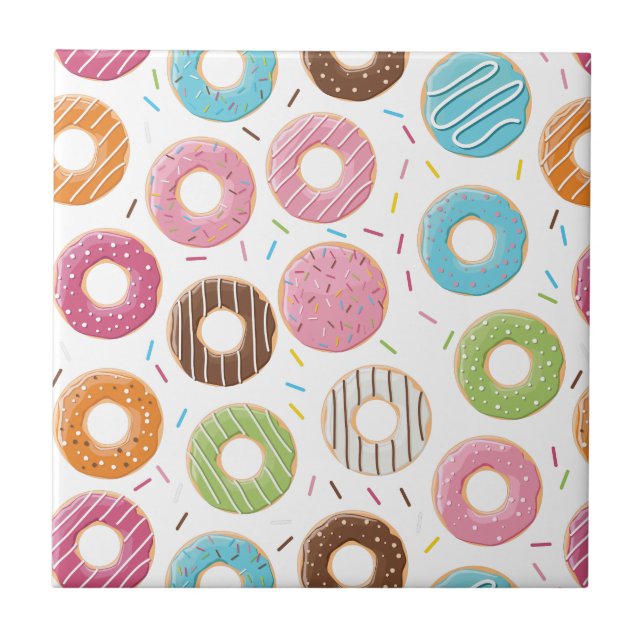 Carreau Donuts rose bleu et motif chocolat morceaux (Devant)