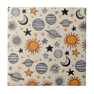 Carreau Doodle céleste fantaisiste