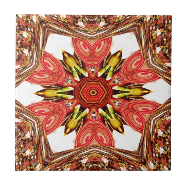 Carreau Doodle Floral Art Imprimer (Devant)