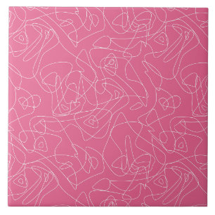 Carreau Doodles abstraits blancs sur arrière - plan rose