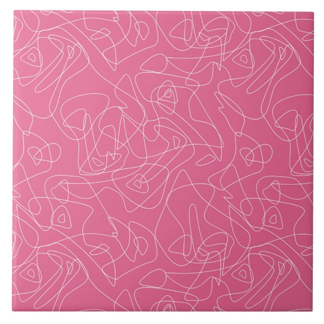 Carreau Doodles abstraits blancs sur arrière - plan rose (Devant)