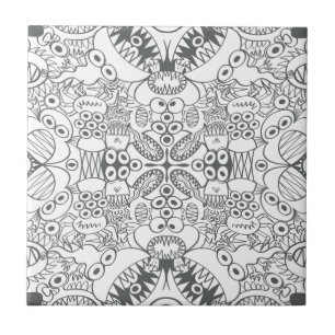 Carreau Doodles effrayants préparant un frayeur pour vous