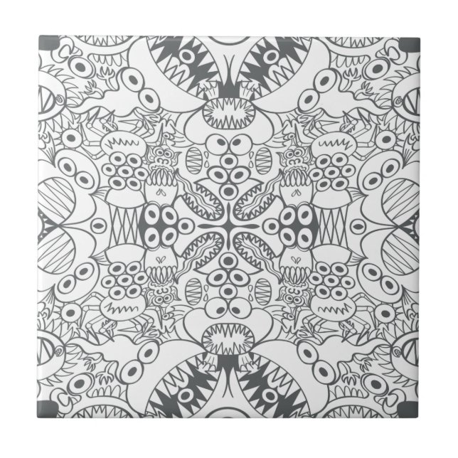 Carreau Doodles effrayants préparant un frayeur pour vous (Devant)