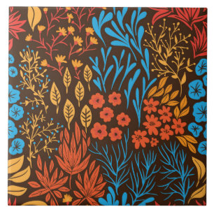 Carreau Doodles floraux foncés