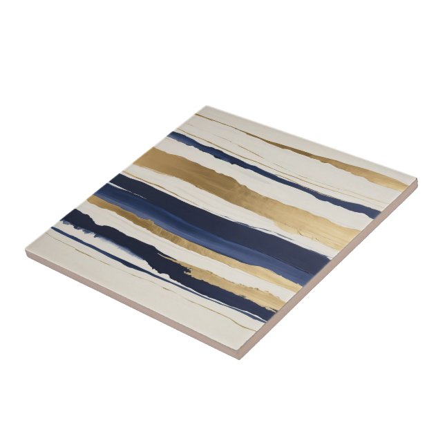 Carreau doré bleu et beige rayures abstraites (Côté)