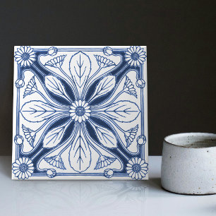 Carreau Dos de cuisine en reproduction de marguerite bleu