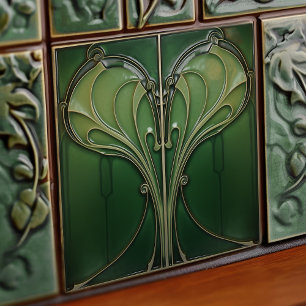 Carreau Dosseret Green Heart Repro Art Nouveau