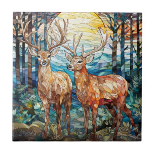 Carreau Double Buck Deer Forest Vitrage