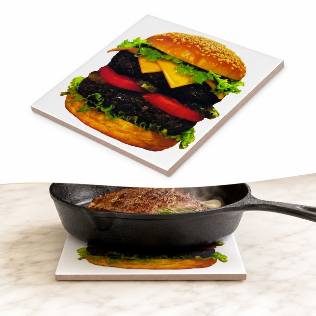 Carreau Double Deluxe Hamburger au fromage (Double Deluxe Hamburger with Cheese Tile)