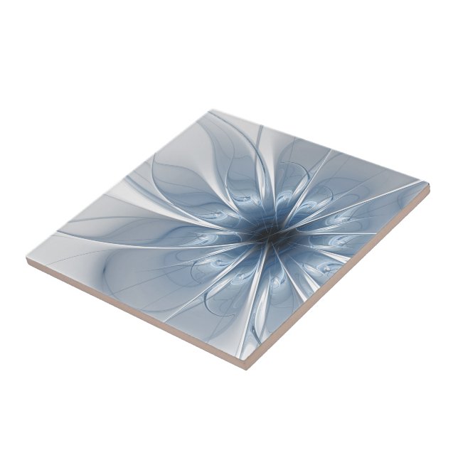 Carreau Doux et tendreté bleu fleur imaginaire fractal cu (Côté)