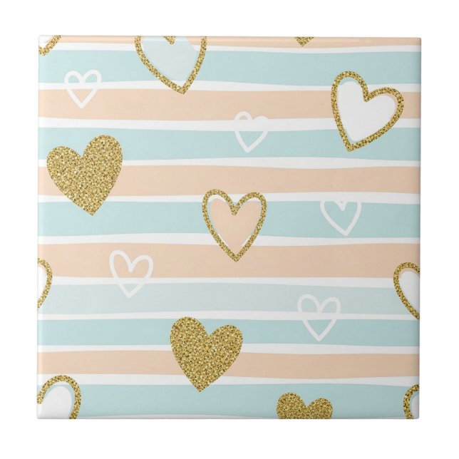Carreau Doux motif pastel cœur rayé (Devant)