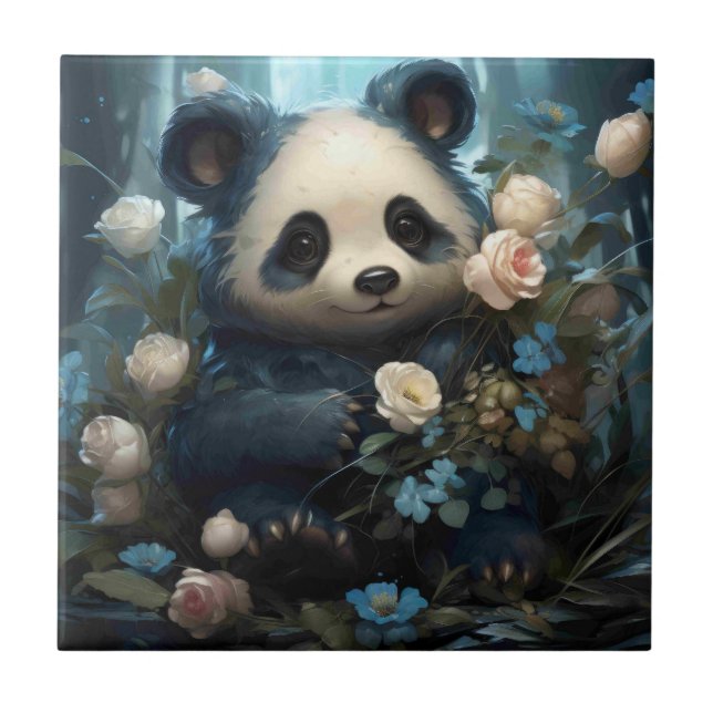 Carreau Doux Ours De Panda Chez Les Roses De La Jungle (Devant)