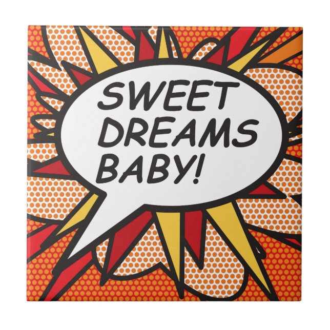 Carreau Doux rêves bébé ! Amusant rétro bande dessinée Pop (Devant)