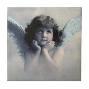 Carreau Doux Rosy Cheeked Angel Vintage dans les nuages