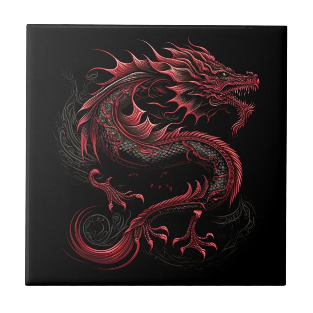 Carreau dragon à tête jaune-verte (Devant)