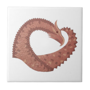 Carreau Dragon cardiaque Brown en blanc