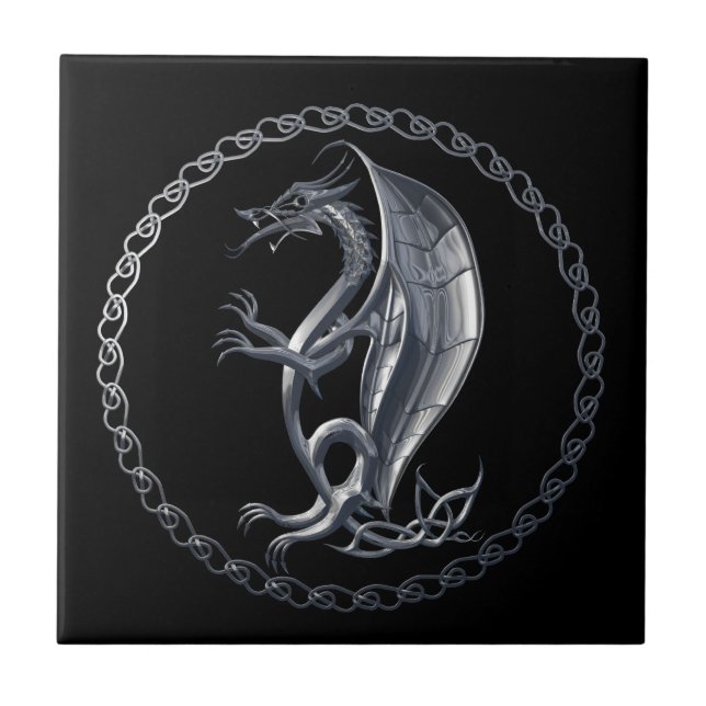 Carreau Dragon Celtique Argent (Devant)