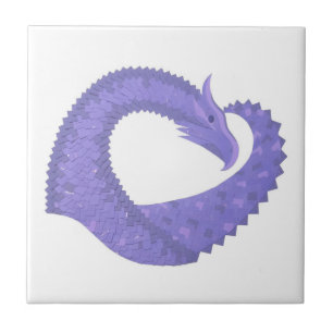 Carreau dragon coeur lavande sur fond blanc