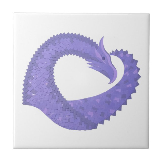 Carreau dragon coeur lavande sur fond blanc (Devant)