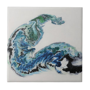 Carreau « Dragon dans les vagues – Énergie océanique abstr