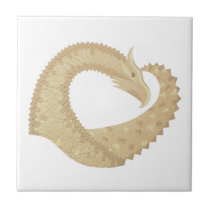 Carreau Dragon de coeur de grès sur blanc