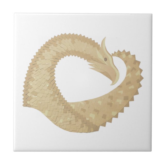 Carreau Dragon de coeur de grès sur blanc (Devant)