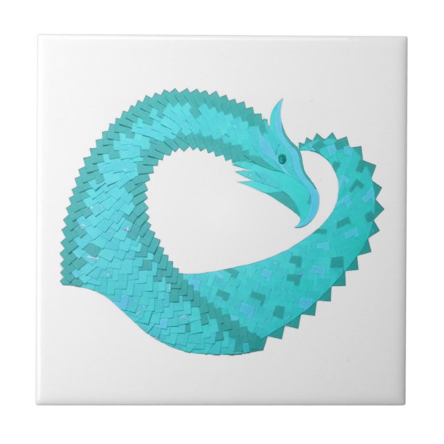 Carreau Dragon de coeur du Verdigris en blanc (Devant)