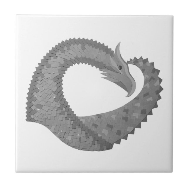 Carreau Dragon de coeur gris sur blanc (Devant)