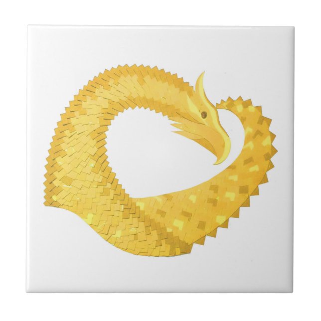 Carreau Dragon de coeur jaune sur blanc (Devant)