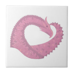 Carreau Dragon de coeur rose sur blanc