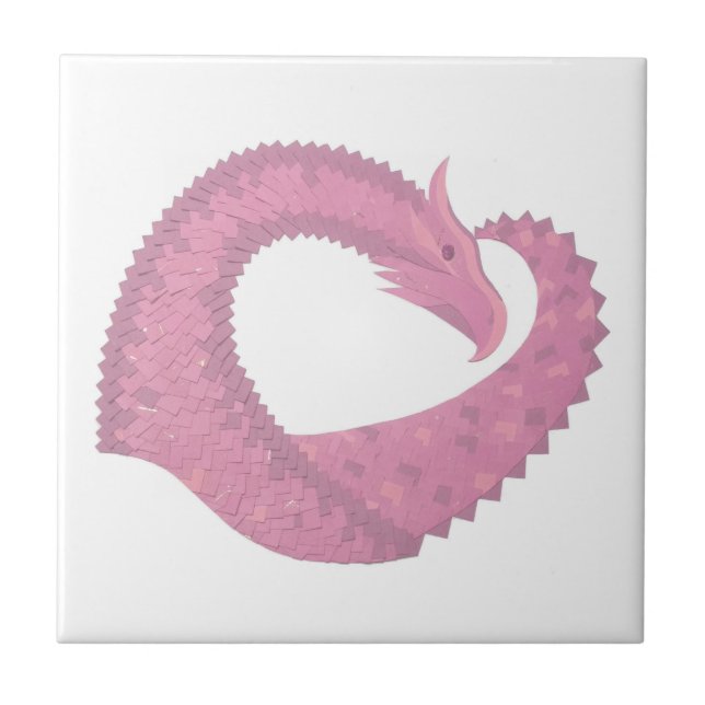 Carreau Dragon de coeur rose sur blanc (Devant)